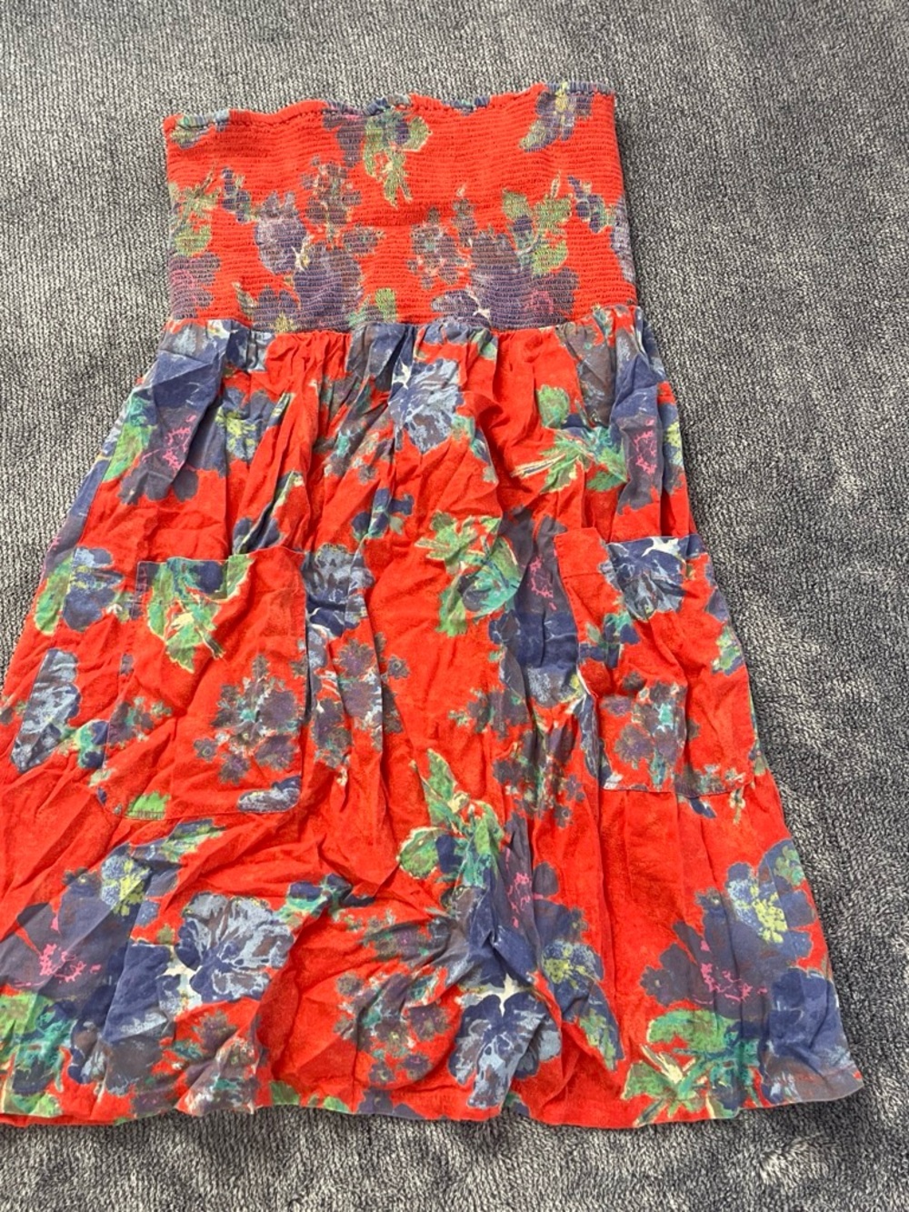 aerie Red Floral Midi Skirt
